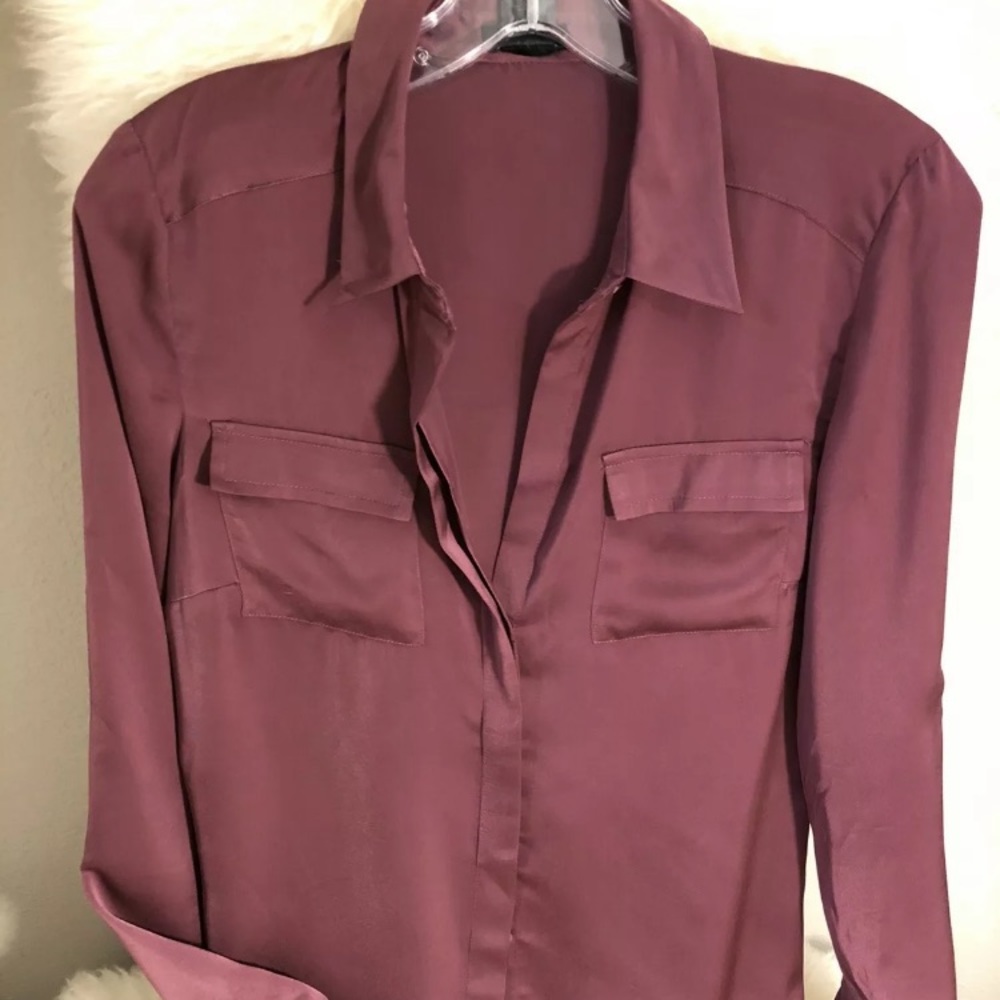 ANN TAYLOR  CASUAL LONGSLEEVE BUTTON Purple SZ 4